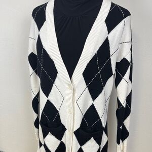 Talbots Argyle Cardigan Med Petite